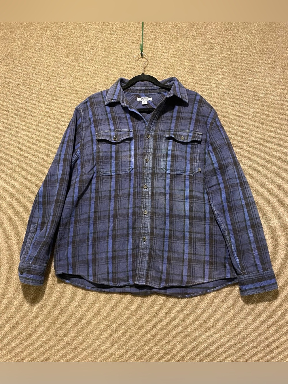 Gander Mountain Guide Series Blue and Black Plaid Shirt Jacket XL